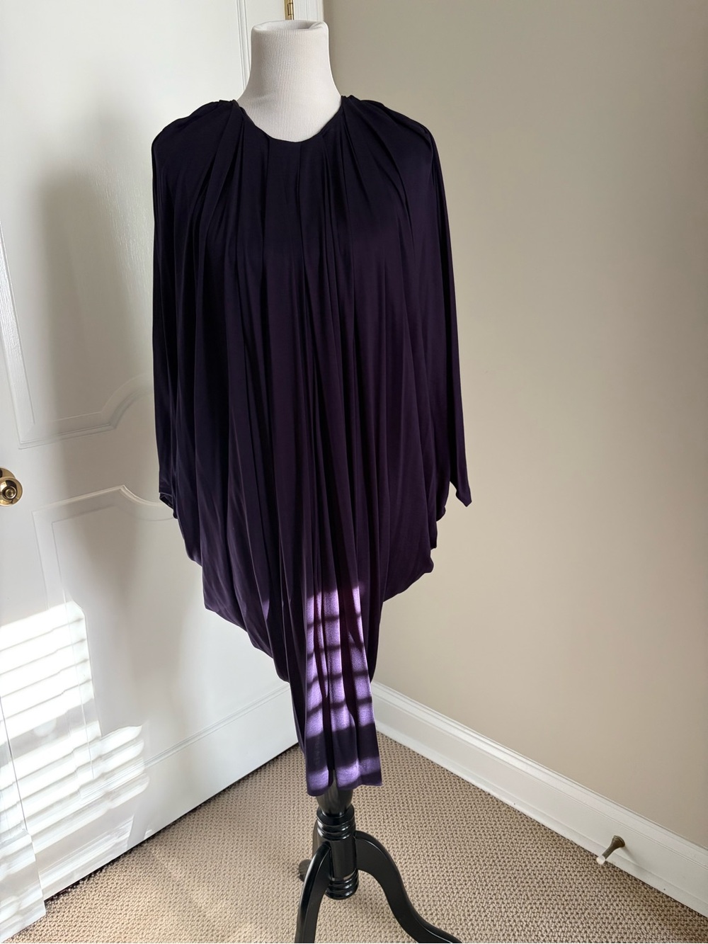 PORTS 1961 PURPLE DRAPED DRESS SIZE M .